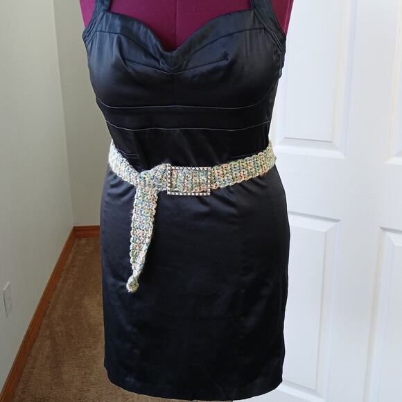 Alpine Sparkle Crochet Belt OS 45" handmade neutral pave buckle max- minimalist - Picture 5 of 13